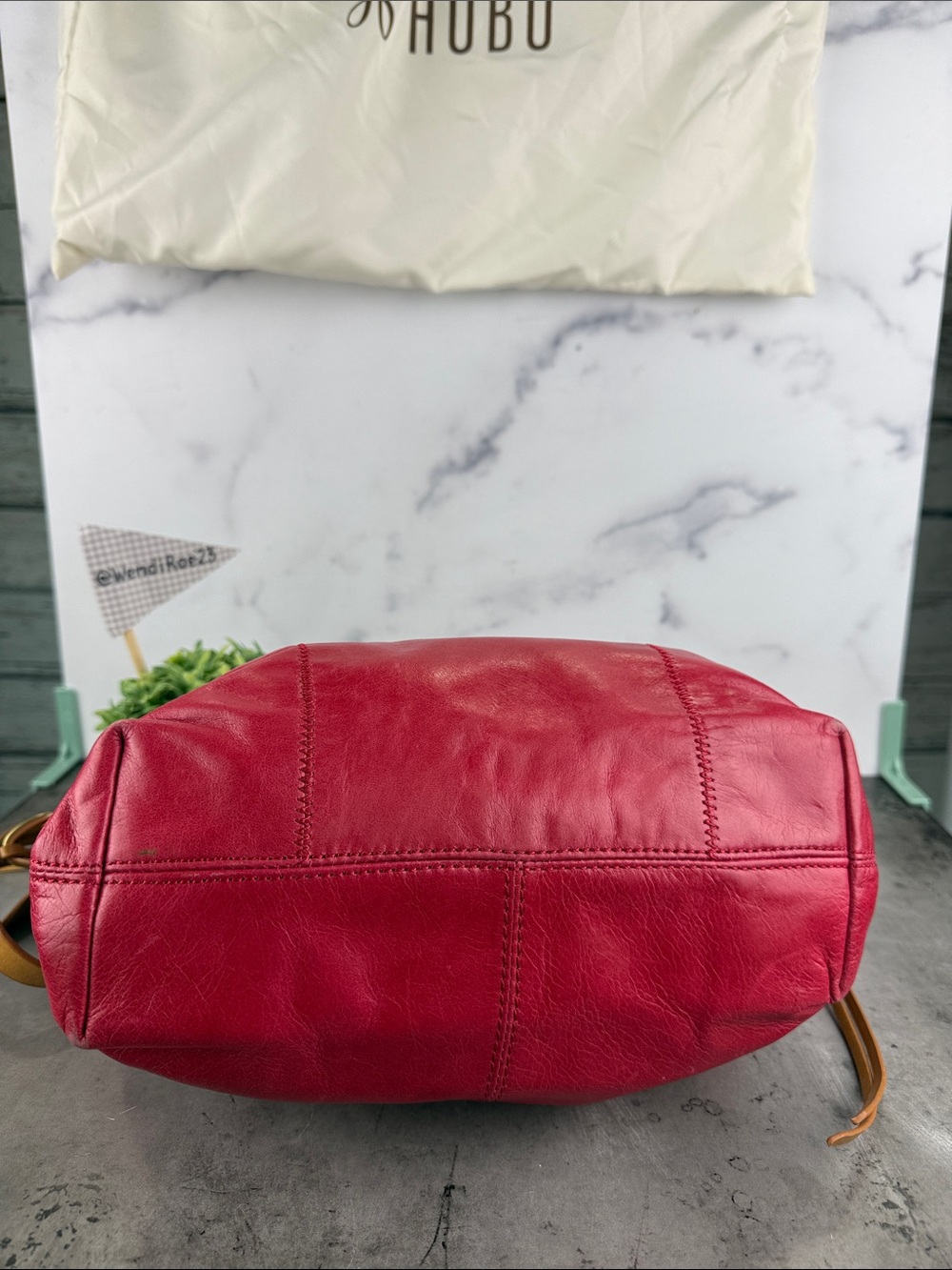 HOBO Hot Pink Leather Tote with Tan Straps - Picture 10 of 12
